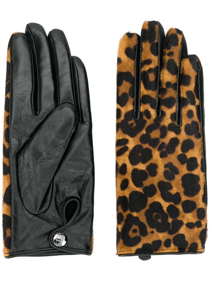 Karl Lagerfeld Leopard-print Gloves - Black