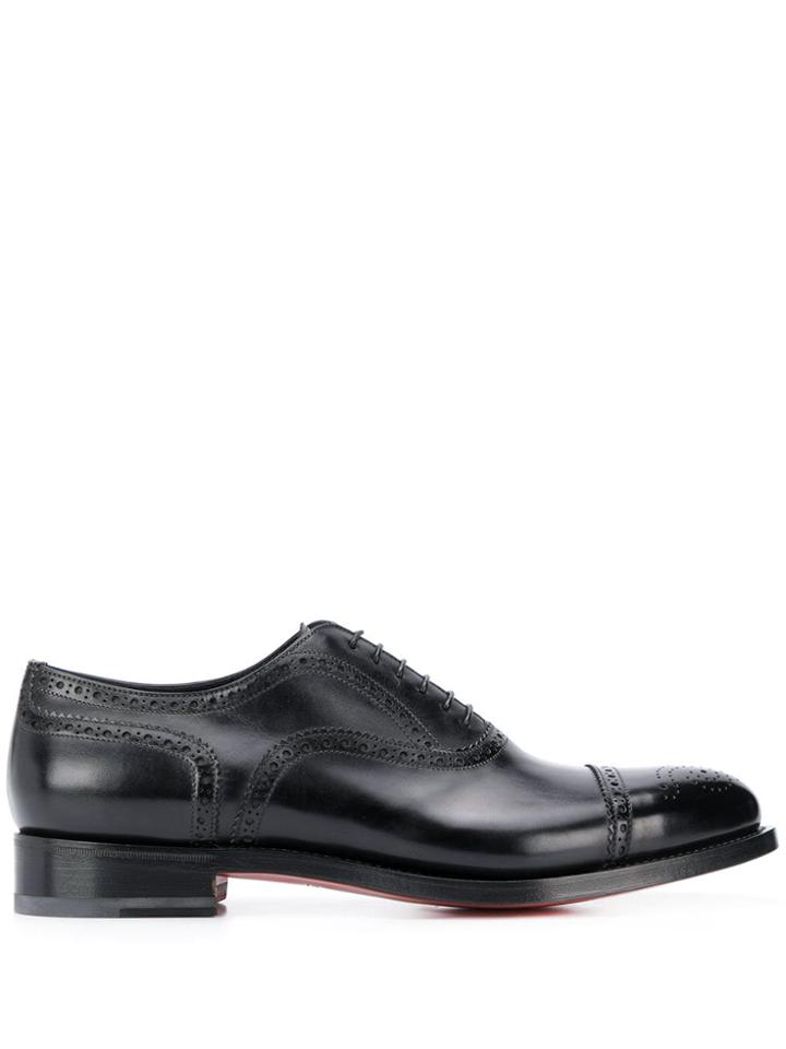 Santoni Perforated Low-heel Oxford Shoes - Black