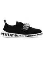 Miu Miu Crystal Embellished Sneakers - Black