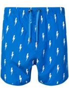Neil Barrett Lightning Bolt Print Swim Shorts - Blue