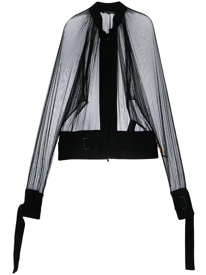 Ann Demeulemeester - Tulle Sleeve Top - Women - Silk/nylon - 40, Black, Silk/nylon