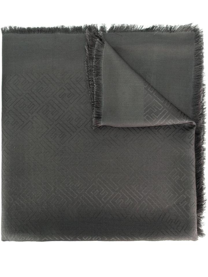 Fendi Ff Logo Scarf, Women's, Grey, Silk/wool