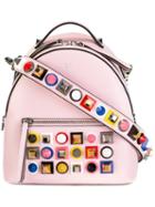 Fendi Stud Embellished Shoulder Bag, Women's, Pink/purple, Calf Leather/plastic/metal