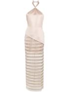 Gloria Coelho Sheer Panels Gown - Nude & Neutrals