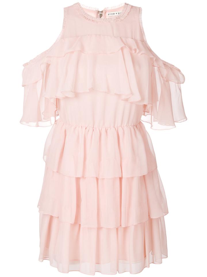 Alice+olivia Off-shoulder Ruffle Dress - Pink & Purple
