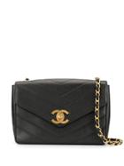Chanel Pre-owned V-stitches Chain Shoulder Bag - Black