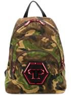 Philipp Plein Camouflage Triple Zip Backpack - Brown