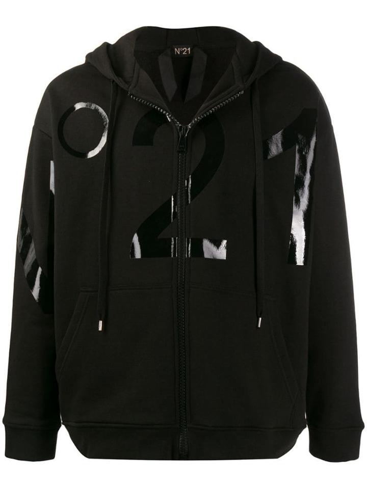 Nº21 Logo Knitted Hoodie - Black