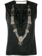 Lanvin Vintage 2005's Necklace Embellished Top - Black