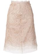 Ermanno Scervino Embroidered Fitted Skirt - Nude & Neutrals