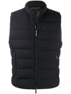 Moorer High-neck Quilted Gilet - Blue