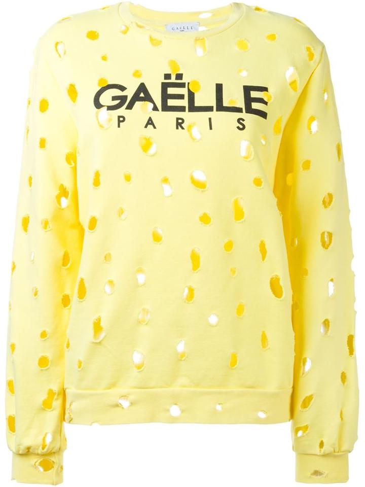 Gaelle Bonheur Perforated Sweatshirt, Women's, Size: 1, Yellow/orange, Cotton