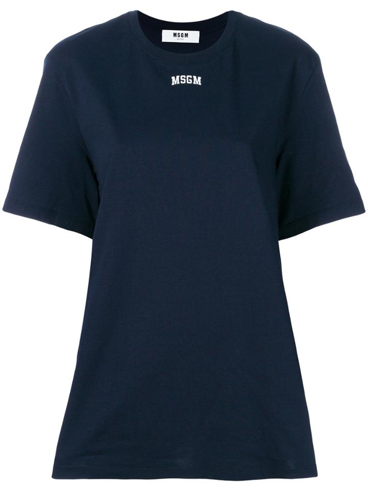 Msgm Oversized Logo Detail T-shirt - Blue