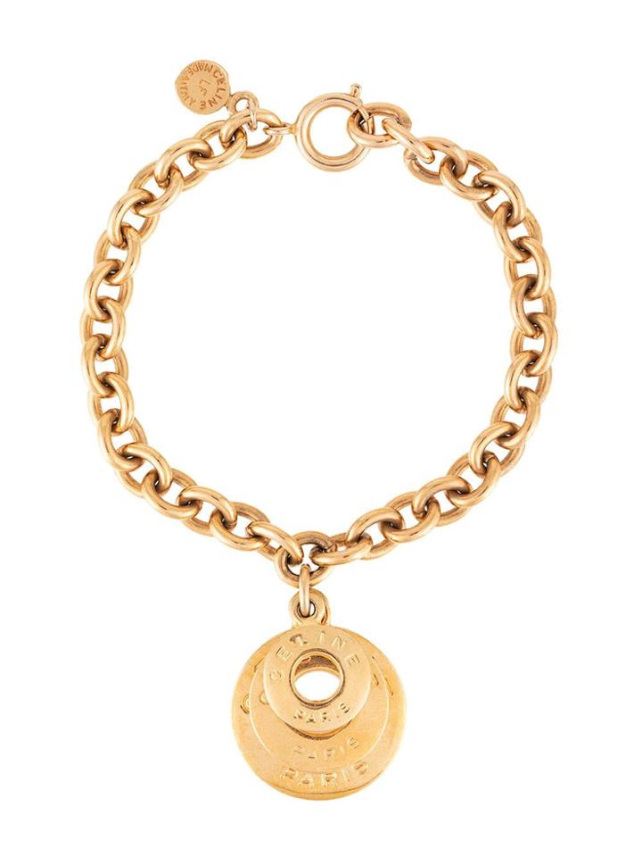 Céline Vintage Logo Ring Charm Bracelet - Gold