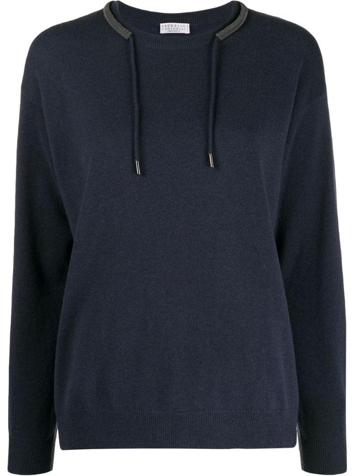 Brunello Cucinelli Drawstring Fitted Sweater - Blue