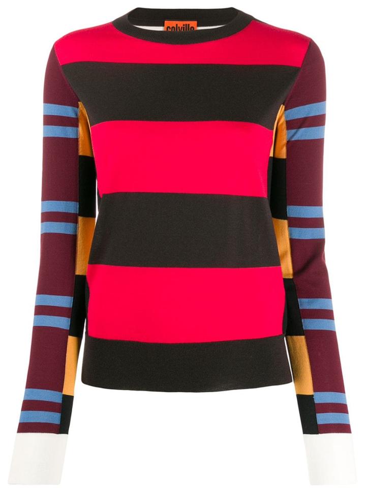 Colville Panelled Striped Pattern Jumper - Black