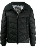 Ea7 Emporio Armani Logo Print Details Hooded Jacket - Black