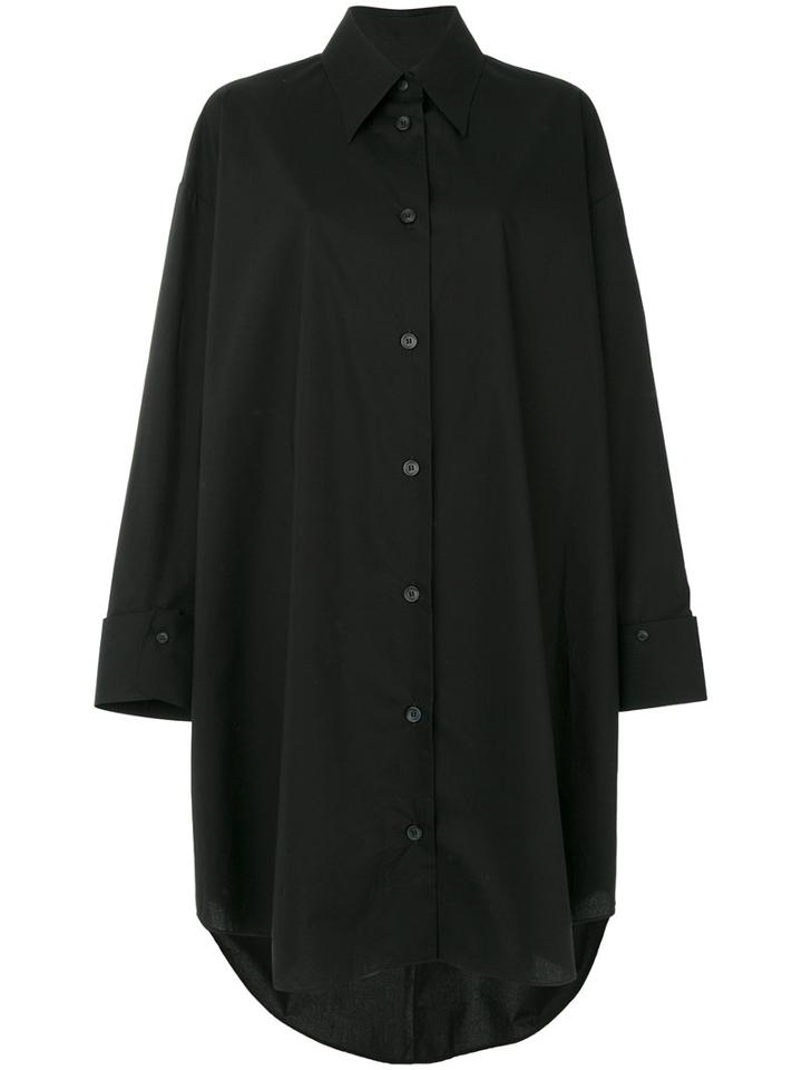 Mm6 Maison Margiela - Button-down Shirt Dress - Women - Cotton - 42, Black, Cotton