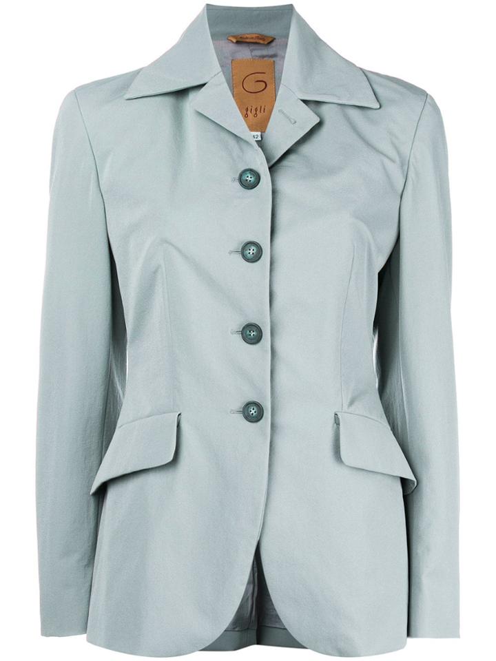 Romeo Gigli Vintage Belted Slim-fit Blazer - Blue