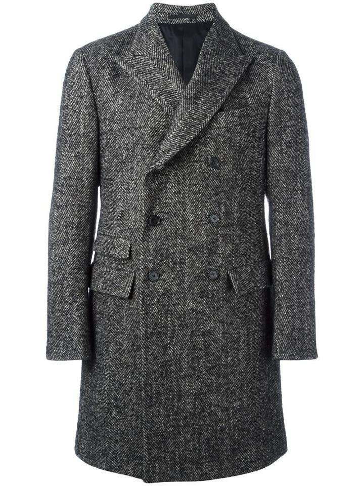 Ermenegildo Zegna Double Breasted Coat, Men's, Size: 52, Grey, Wool/alpaca/mohair/cupro