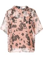 Rochas Floral Print Ruffle T-shirt - Pink & Purple