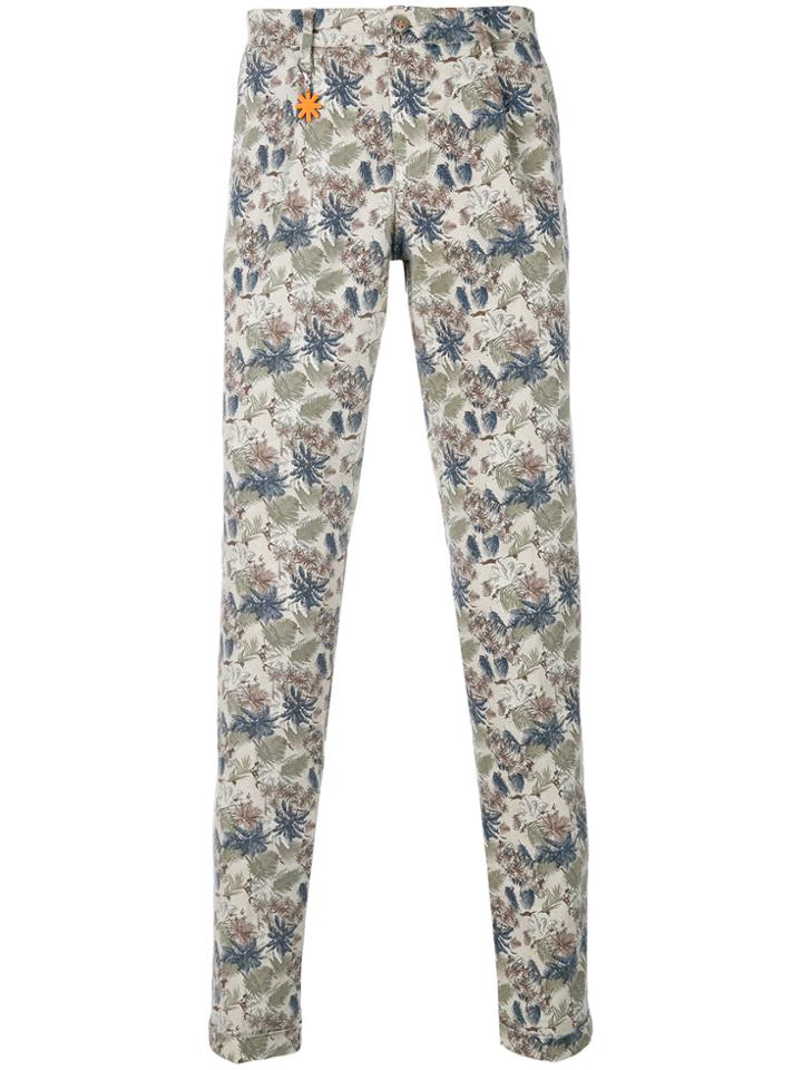 Manuel Ritz Leaf Print Trousers - Nude & Neutrals