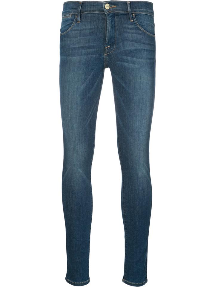 Frame Denim Stonewashed Skinny Jeans, Women's, Size: 31, Blue, Cotton/polyester/spandex/elastane