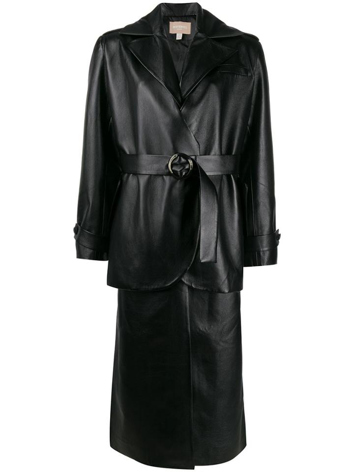 Matériel Layered Belted Coat - Black
