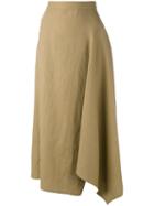 Yohji Yamamoto - Long Draped Skirt - Women - Cotton/linen/flax - 2, Women's, Nude/neutrals, Cotton/linen/flax