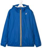 K Way Kids Teen Hooded Lightweight Jacket - Blue
