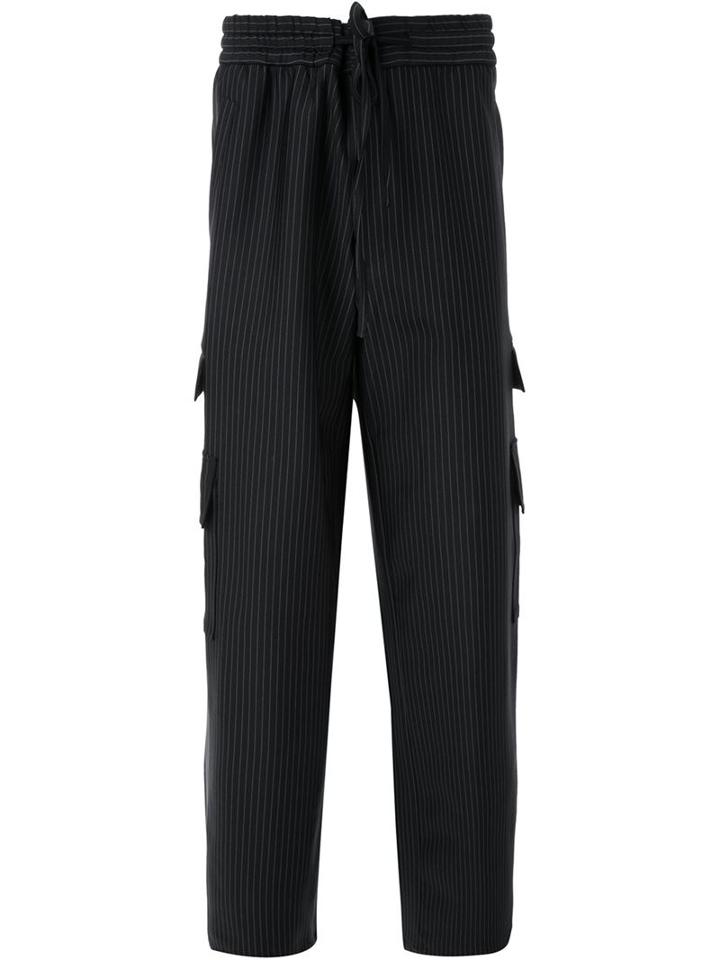 Consistence Striped Cargo Trousers, Men's, Size: 48, Black, Polyester/spandex/elastane/rayon
