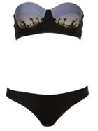 Brigitte Printed Bandeau Bikini Set - Black
