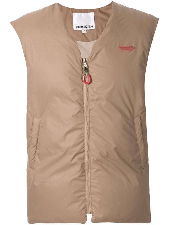 Ground Zero Zip-front Padded Gilet - Brown