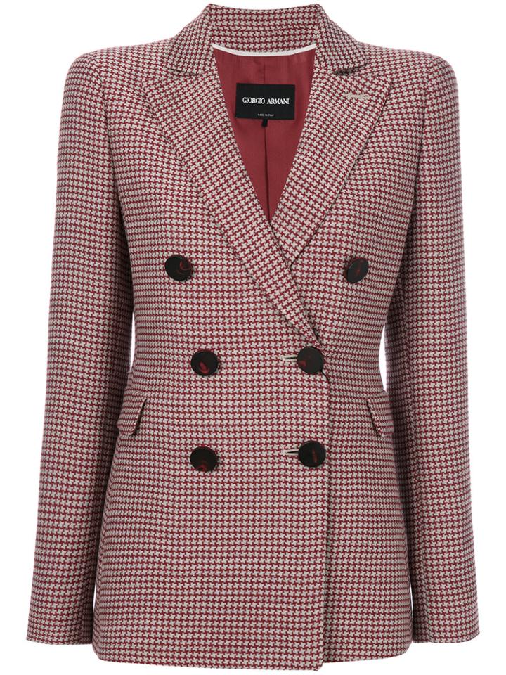 Giorgio Armani Houndstooth Blazer Jacket - Red