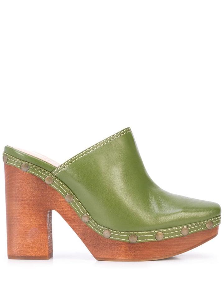 Jacquemus Chunky Heel Mules - Green