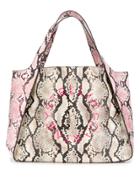 Stella Mccartney Snakeskin-effect Logo Tote - Pink