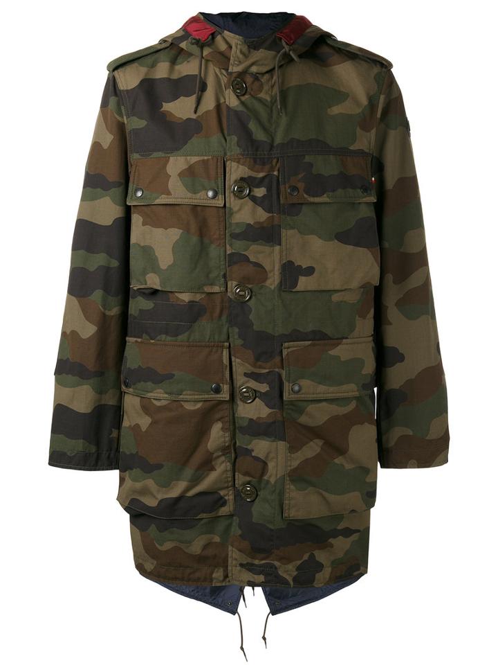 Moncler Camouflage Print Coat, Men's, Size: 3, Green, Cotton/polyamide