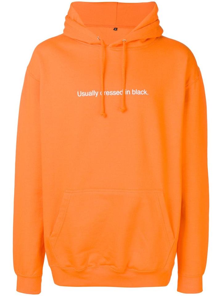 F.a.m.t. 'usually Dressed In Black' Printed Hoodie - Orange