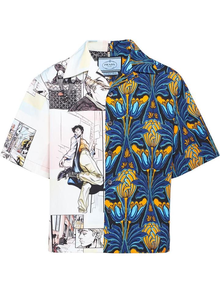 Prada Double Match Cotton Shirt - Blue