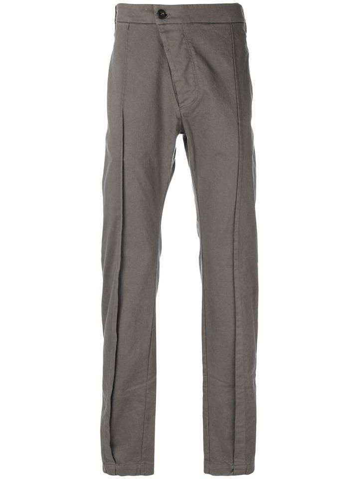 Lost & Found Rooms - Diagonal Fly Slim Fit Trousers - Men - Cotton/spandex/elastane - L, Green, Cotton/spandex/elastane