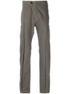 Lost & Found Rooms - Diagonal Fly Slim Fit Trousers - Men - Cotton/spandex/elastane - L, Green, Cotton/spandex/elastane