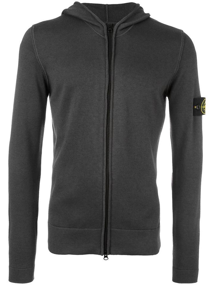 Stone Island Zip Up Hoodie, Men's, Size: Medium, Grey, Cotton/cashmere