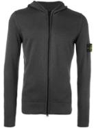 Stone Island Zip Up Hoodie, Men's, Size: Medium, Grey, Cotton/cashmere
