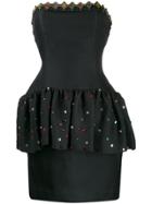 Yves Saint Laurent Vintage 1980's Strapless Peplum Dress - Black