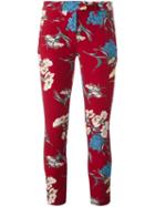 Dondup Floral Print Trousers, Women's, Size: 28, Red, Polyester/spandex/elastane/acetate/viscose