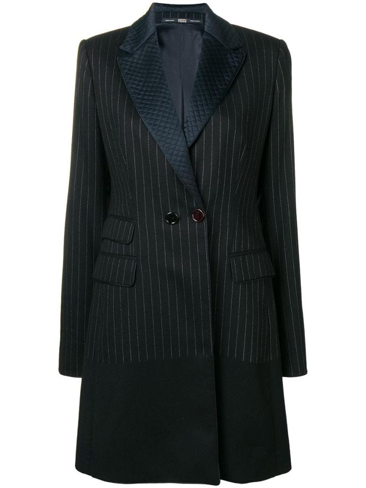 Gianfranco Ferre Vintage 1980's Pinstripe Tailored Coat - Black