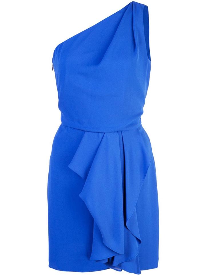 Halston Heritage Asymmetric Mini Dress - Blue