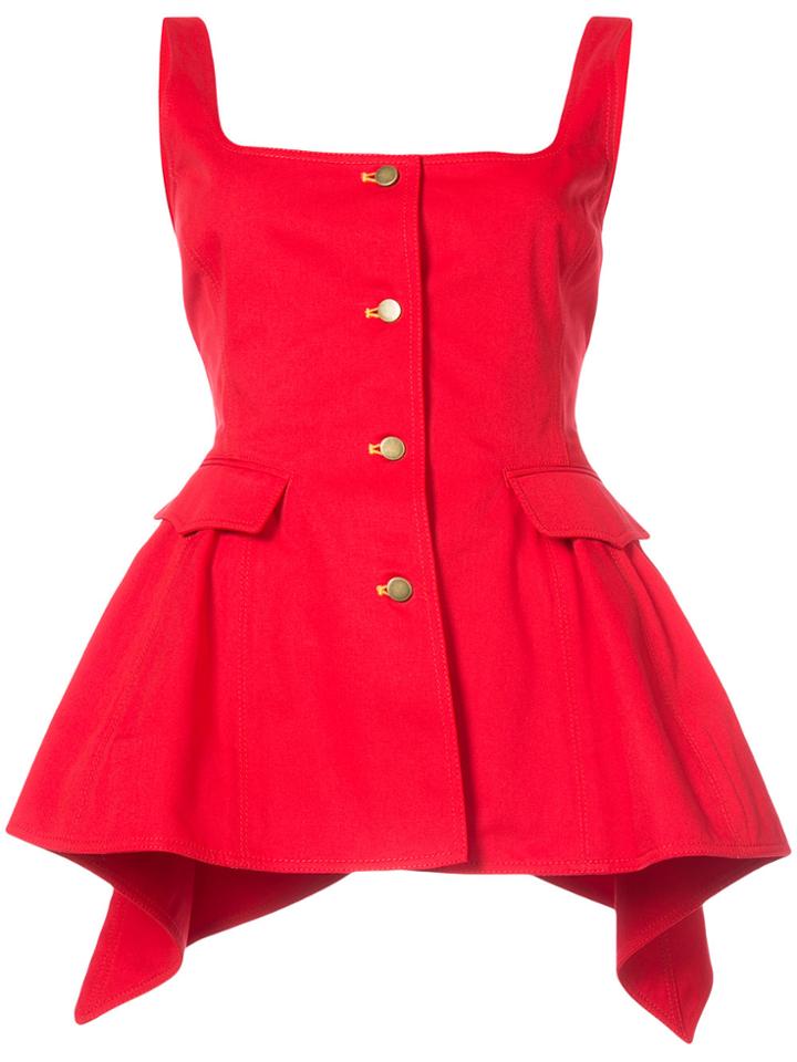 Rosie Assoulin Peplum Bustier Top - Red