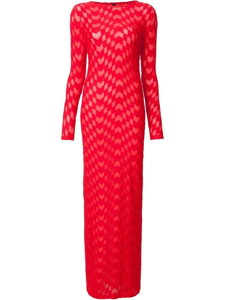 Gareth Pugh Textured Maxi Dress, Women's, Size: 38, Red, Viscose/polyamide/spandex/elastane
