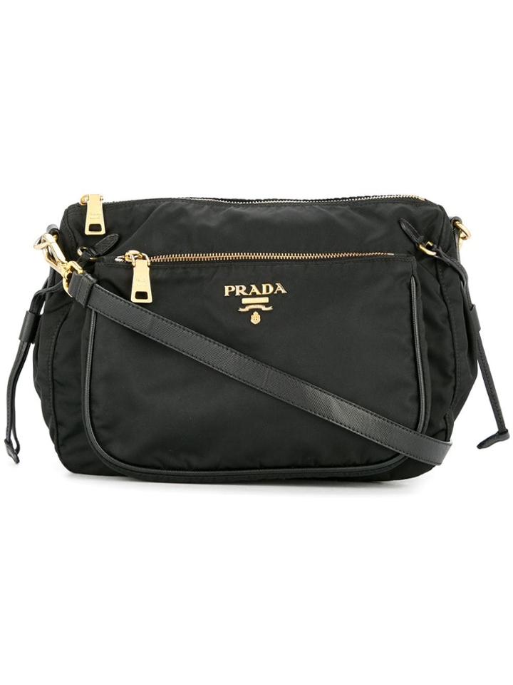 Prada Vintage Side Drawstrings Shoulder Bag - Black